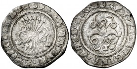 Reyes Católicos. Toledo. M. 1/2 real. (AC. 289). Coronas en reverso. Rara. 1,52 g. MBC-.