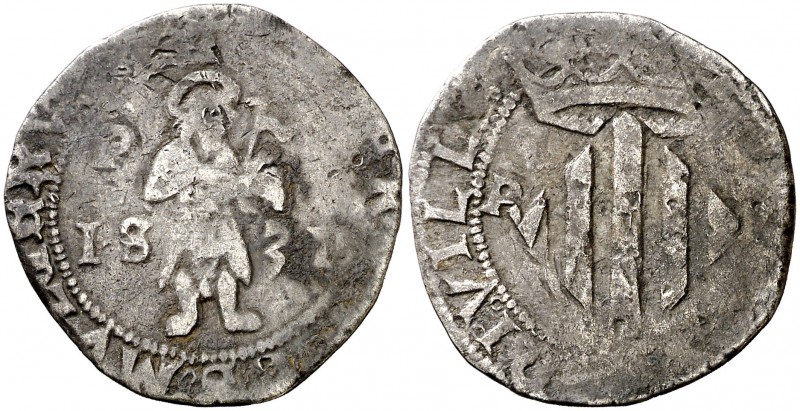 1531. Carlos I. Perpinyà. Doble sou. (AC. 15) (Cru.C.G. 3803a). Golpecitos. Rara...