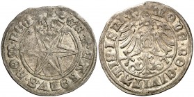 1527. Carlos I. Isny. 1 batzen. (Kr. MB17 var) (W. Schulten 1383). Fecha de dos digitos. 3,30 g. MBC.
