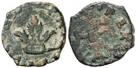 s/d. Felipe II. Messina. 2 picciolos. (Vti. 80) (MIR. 341). Ex Colección Crusafont 27/10/2011, nº 1097. Escasa. 0,92 g. MBC-/BC.