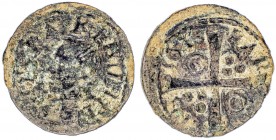 1615. Felipe III. Barcelona. 1 diner. (AC. 11) (Cru.C.G. 4347a). El 5 de la fecha como S. 0,79 g. MBC-.