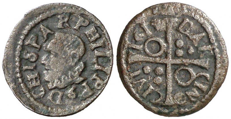 1619. Felipe III. Barcelona. 1 diner. (AC. 15) (Cru.C.G. 4347g). 0,84 g. MBC+/MB...