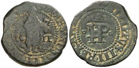1611. Felipe III. Perpinyà. 1 ternet. (AC. 49) (Cru.C.G. 3809). Escasa. 1,89 g. MBC-.