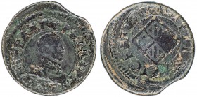 1611. Felipe III. Vic. 1 diner. (AC. 55) (Cru.C.G. 3900a). 1,92 g. MBC-.