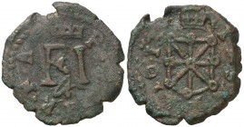 1613. Felipe III. Pamplona. 4 cornados. (AC. 72). Escudo sin P-A. Ex Áureo & Calicó 31/05/2018, nº 1513. Escasa. 3,15 g. MBC-.