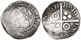 1611. Felipe III. Barcelona. 1/2 croat. (AC. 369) (Cru.C.G. 4341e). Ex Áureo & Calicó 19/10/2016, nº 3302. Escasa. 1,61 g. BC+/MBC-.