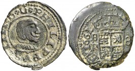 1662. Felipe IV. Burgos. R. 8 maravedís. (AC. 303). Punto entre ceca y ensayador. 1,56 g. MBC.