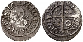 1637. Felipe IV. Barcelona. 1 croat. (AC. 662) (Cru.C.G. 4414e). Pátina. 2,89 g. MBC-/MBC.