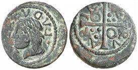 s/d. Guerra dels Segadors. Cervera. 1 diner. (AC. 116.1) (Cru.C.G. 4591b). Busto de Lluís XIII a izquierda. Leyenda retrógrada. Atractiva. Rara. 1,25 ...