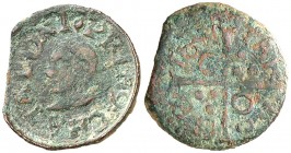 1641. Guerra dels Segadors. Tàrrega. 1 diner. (AC. 231) (Cru.C.G. 4658). Busto de Felipe IV. A nombre del Principat. Muy rara. 0,80 g. MBC-/BC+.