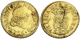 1755. Fernando VI. Madrid. JB. 1/2 escudo. (AC. 558). Rayita. 1,75 g. MBC-/MBC.