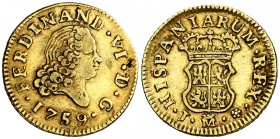 1759. Fernando VI. Madrid. J. 1/2 escudo. (AC. 566). 1,75 g. MBC.