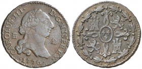 1776. Carlos III. Segovia. 2 maravedís. (AC. 40). 2,34 g. MBC-.