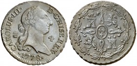 1778. Carlos III. Segovia. 4 maravedís. (AC. 58). 4,97 g. MBC/MBC-.