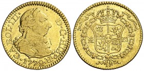 1772. Carlos III. Madrid. PJ. 1/2 escudo. (AC. 1256). 1,75 g. MBC-/MBC.