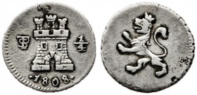1808. Carlos IV. Potosí. 1/4 de real. (AC. 158). Hojita. 0,79 g. MBC.
