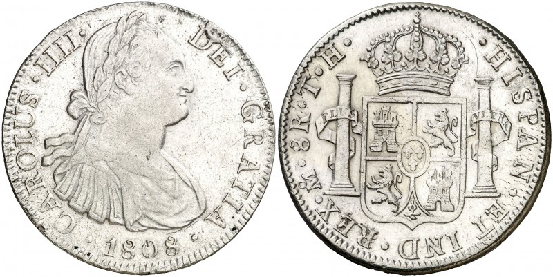 1808. Carlos IV. México. TH. 8 reales. (AC. 988). Rayitas y golpecitos. 26,93 g....