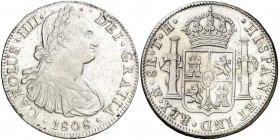 1808. Carlos IV. México. TH. 8 reales. (AC. 988). Rayitas y golpecitos. 26,93 g. MBC/MBC+.