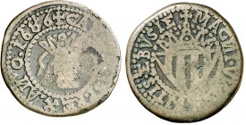 1686. Fernando VII. Eivissa. 1 cinquena. (AC. 22) (Cru.C.G. 3715). A nombre de Carlos II. 6,21 g. BC+.