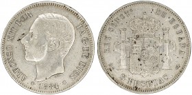 1884*1884. Alfonso XII. MSM. 5 pesetas. (AC. 57). 24,81 g. BC+/MBC-.
