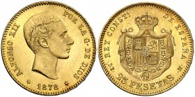 1878*1878. Alfonso XII. DEM. 25 pesetas. (AC. 70). 8,07 g. EBC+.