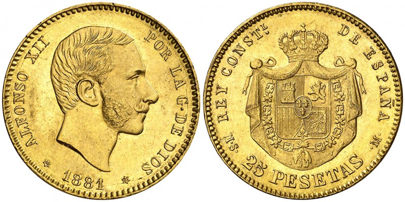 1881*1881. Alfonso XII. MSM. 25 pesetas. (AC. 82). 8,06 g. EBC/EBC+.