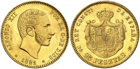 1881*1881. Alfonso XII. MSM. 25 pesetas. (AC. 82). 8,06 g. EBC/EBC+.