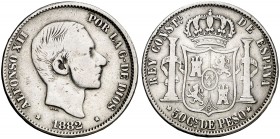 1882. Alfonso XII. Manila. 50 centavos. (AC. 118). 12,62 g. BC/BC+.