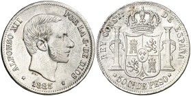 1885. Alfonso XII. Manila. 50 centavos. (AC. 124). 12,90 g. EBC-.