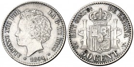 1894*94. Alfonso XIII. PGV. 50 céntimos. (AC. 43). 2,51 g. EBC.