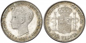 1901*1901. Alfonso XIII. SMV. 1 peseta. (AC. 60). Brillo original. 4,95 g. EBC-/EBC.