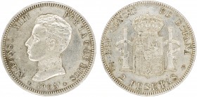 1905*1905. Alfonso XIII. SMV. 2 pesetas. (AC. 88). 9,88 g. EBC.