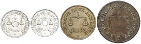 Anglès. La Económica Anglesense y Cooperativa "Unión Anglesense". 10 céntimos, 1 peseta (dos) y 5 pesetas. (AL. 2159, 2199, 2200v y 2201). 4 monedas. ...
