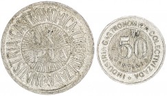 Barcelona. Industria Gastronómica Colectivizada. 50 céntimos y 1 peseta. (AL. 1216 y 1217). 2 monedas. MBC+/EBC-.