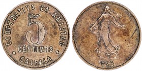 1926. Calella. Cooperativa "La Amistad". 5 céntimos. (AL. 344). Golpecitos. 4,12 g. MBC.