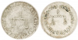 Centelles. La Economica Centellense. 1 peseta. (AL. 2906 y 2908). 2 monedas. MBC-.