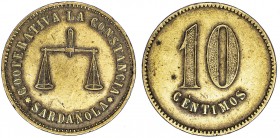 Cerdanyola. Cooperativa "La Constancia". 10 céntimos. (AL. 128). Golpecitos. 8,89 g. MBC-/MBC.