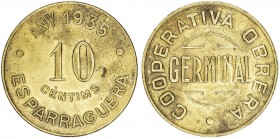 1935. Esparraguera. Cooperativa Obrera Germinal. 10 céntimos. (AL. 603 var). 6,90 g. MBC+.
