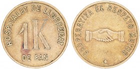 L'Hospitalet de Llobregat. Cooperativa "El Respeto Mútuo". 1 kilo de pan. (AL. 802). Sin la contramarca 5C (5 céntimos) que anulaba su valor original ...