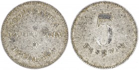 Igualada. Cooperativa "La Victoria". 5 pesetas. (AL. 3240). Emisión de postguerra. 12 g. MBC-.