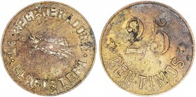 Llagostera. "La Regeneradora". 25 céntimos. (AL. 1924). Oxidaciones. 5,87 g. MBC-.