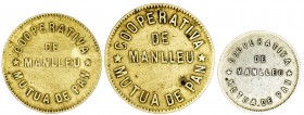 Manlleu. Mútua de Pan. Cooperativa de Manlleu. 5, 10 céntimos y 1 peseta. (AL. 2931, 2935 y 2937). 3 monedas. MBC-/MBC.