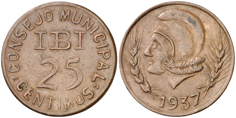 Ibi (Alicante). 25 céntimos. (AC. 16). Escasa. 3,95 g. MBC.