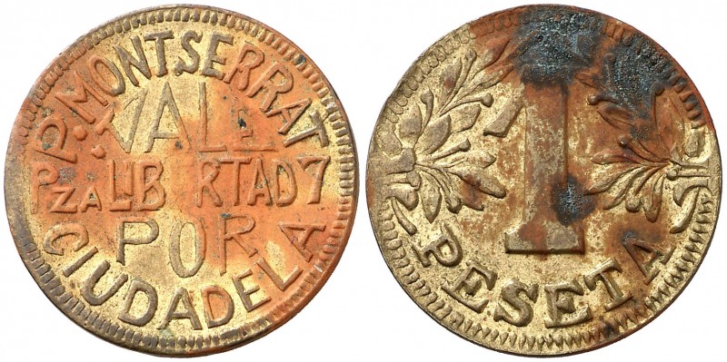 Ciutadella (Baleares). P. Montserrat, Pza. Libertad 7. 1 peseta. Manchitas. Rara...