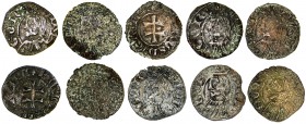 Pere III (1336-1387). Zaragoza. Dinero jaqués. Lote de 10 monedas. A examinar. BC/MBC.