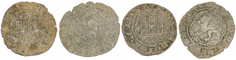 Enrique III (1390-1406). Burgos, Cuenca y Sevilla. Blanca. Lote de 4 monedas. A ...