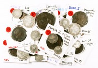 Isabel II. Lote de 47 monedas, once en plata. A examinar. BC/MBC.