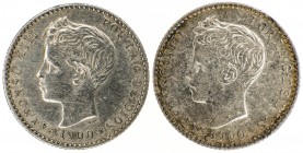 1900*00. Alfonso XIII. SMV. 50 céntimos. Lote de 2 monedas. A examinar. EBC-/EBC.