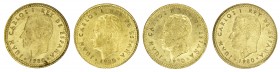 1980*80. Juan Carlos I. 1 peseta. Lote de 4 monedas. A examinar. S/C-.