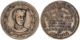1875. Alfonso XII. La Habana. (Ha. 1 var. por metal) (V. 460 var. por metal). Sin anilla. Escasa. Bronce. 15,41 g. Ø33 mm. (MBC+).